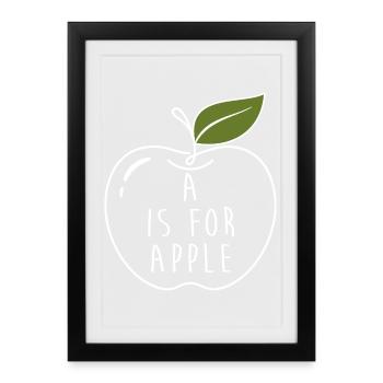 A Is For Apple Kindergarten ABC Learning - Framed poster (27 × 37 cm) - black - Front