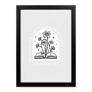 Club de la dame des plantes, introvertie drôle - Affiche encadrée (27 × 37 cm) - noir - Devant