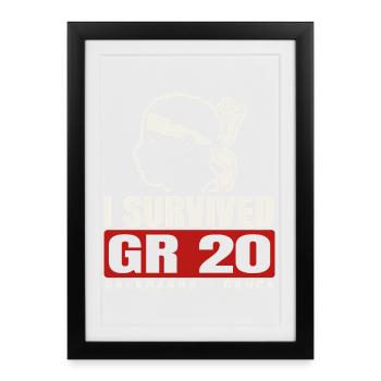 GR20 Korsika Trekking Wanderung Finisher T-Shirt - Gerahmtes Poster (27 × 37 cm) - Schwarz - Vorne