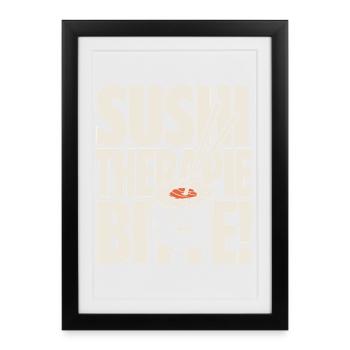 La thérapie sushi aide Kawaii à dire - Affiche encadrée (27 × 37 cm) - noir - Devant