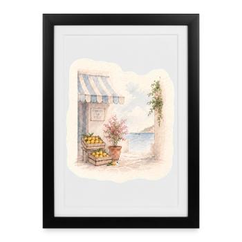 Zitronen am Meer – Markt des Südens - Gerahmtes Poster (27 × 37 cm) - Schwarz - Vorne