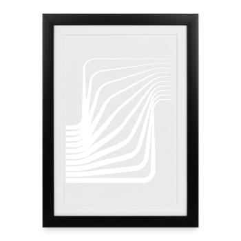 Monochrome Curved Waves - Framed poster (27 × 37 cm) - black - Front