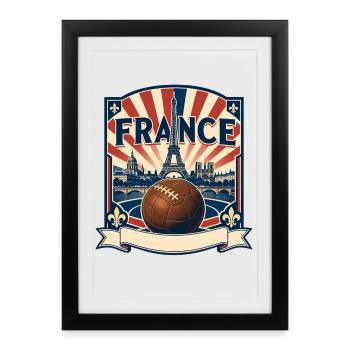 Retro France Football Eiffel Tower Fan Vintage - Framed poster (27 × 37 cm) - black - Front