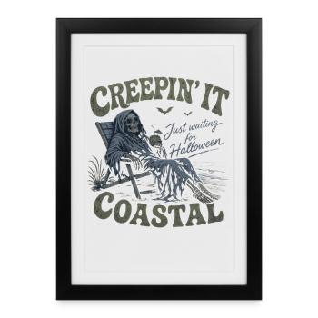 Rampe It Coastal Halloween Vintage Rétro Horror - Affiche encadrée (27 × 37 cm) - noir - Devant