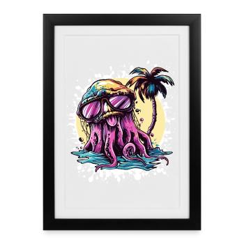 Jellyfish Summer Holiday - Framed poster (27 × 37 cm) - black - Front