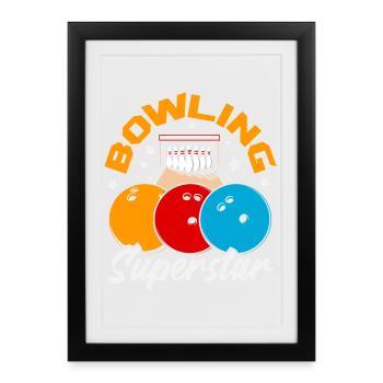 Quilles de boules de superstar du bowling - Affiche encadrée (27 × 37 cm) - noir - Devant