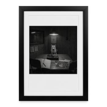 Fox Interrogation Vintage Mystery Animal Crime Vintage - Framed poster (27 × 37 cm) - black - Front
