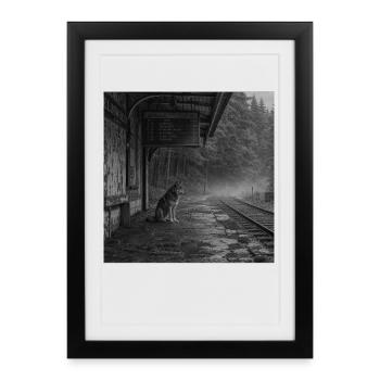Wolf Lost Place Mystery Animal Crime Dark Forest - Framed poster (27 × 37 cm) - black - Front