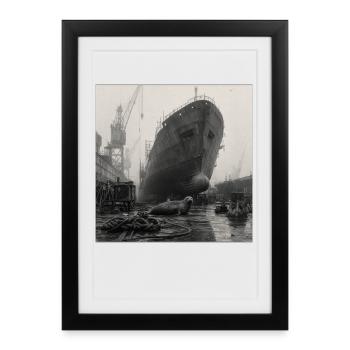 Robbe Shipyard Photo vintage Crime animalier - Affiche encadrée (27 × 37 cm) - noir - Devant