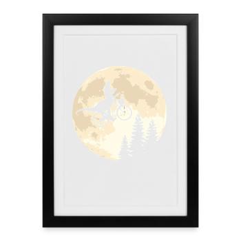 Dino Bicycle Moon Vintage - Framed poster (27 × 37 cm) - black - Front