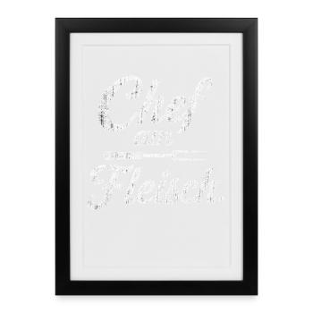 Chef am Fleisch Grillen Grillmeister für Männer - Gerahmtes Poster (27 × 37 cm) - Schwarz - Vorne