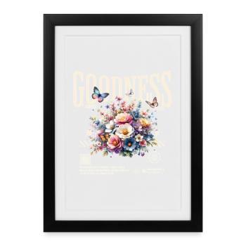 Goodness Floral Bouquet Butterflies - Framed poster (27 × 37 cm) - black - Front