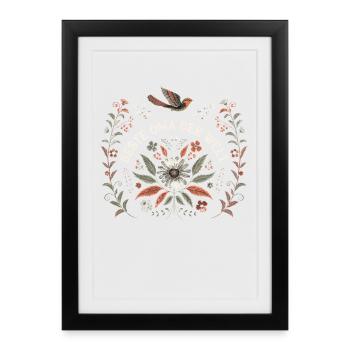 Beste Oma der Welt Blumen Spruch T-Shirt Geschenk - Gerahmtes Poster (27 × 37 cm) - Schwarz - Vorne