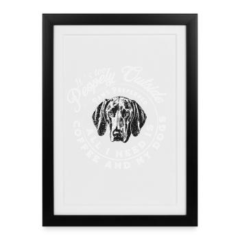 Dog Love Coffee Motif Badge - Framed poster (27 × 37 cm) - black - Front