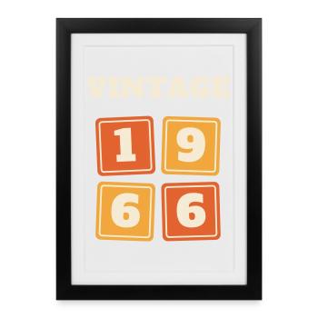 Vintage 1966 Retro Jahrgang 60. Geburtstag Geschen - Gerahmtes Poster (27 × 37 cm) - Schwarz - Vorne