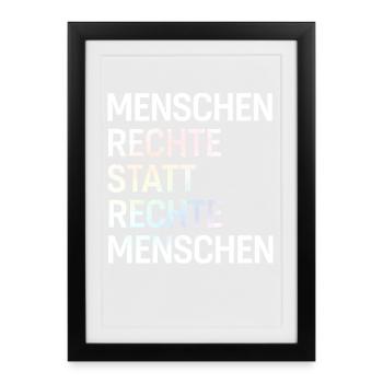 Human rights instead of right-wing people Spruch Demo - Framed poster (27 × 37 cm) - black - Front