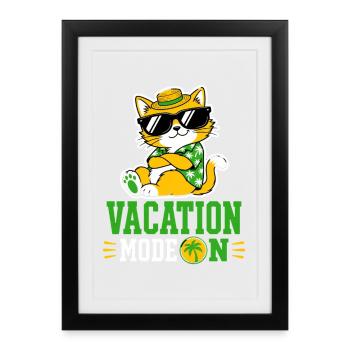 Mode vacances sur le motif des lunettes de soleil pour chat - Affiche encadrée (27 × 37 cm) - noir - Devant