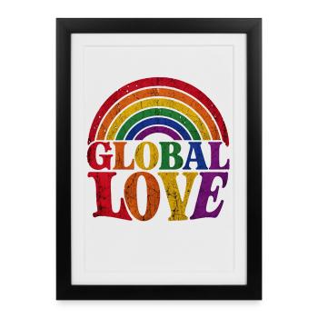 T-shirt Global Love Rainbow Rainbow Pride Proud Saying - Affiche encadrée (27 × 37 cm) - noir - Devant