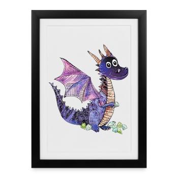 Purple Dragon Crystal Design - Framed poster (27 × 37 cm) - black - Front