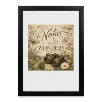 Wildflower Binoculars Retro Mural Nostalgia Decoration - Framed poster (27 × 37 cm) - black - Front