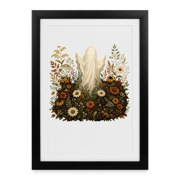 Sweet Ghost Halloween Flowers Autumn Motif - Framed poster (27 × 37 cm) - black - Front