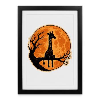 T-shirt classique d’Halloween girafe avec pleine lune - Affiche encadrée (27 × 37 cm) - noir - Devant