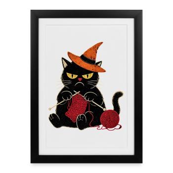 Halloween grumpy  Katze für Katzenliebhaber - Framed poster (27 × 37 cm) - black - Front