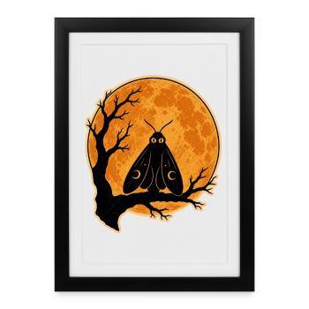 Mothman Moth Full Moon T-Shirt Halloween Vintage - Framed poster (27 × 37 cm) - black - Front