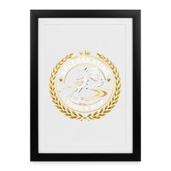Speedskating Wappen Track Road inliner - Gerahmtes Poster (27 × 37 cm) - Schwarz - Vorne
