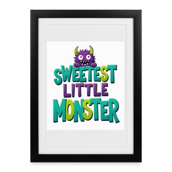 Das süßeste kleine Monster - Gerahmtes Poster (27 × 37 cm) - Schwarz - Vorne
