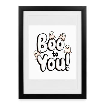 Buh auf dich! Süße Geister Halloween - Gerahmtes Poster (27 × 37 cm) - Schwarz - Vorne