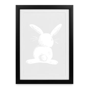 Lièvre blanc à longue oreille - Affiche encadrée (27 × 37 cm) - noir - Devant