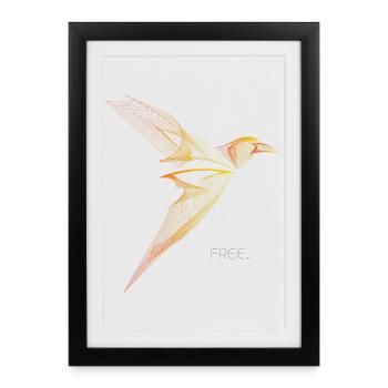 Free Line Art Bird Minimalist Design - Framed poster (27 × 37 cm) - black - Front
