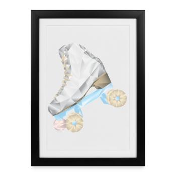 patin a roulette roller - Affiche encadrée (27 × 37 cm) - noir - Devant