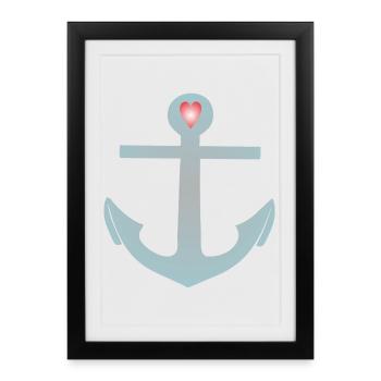 Ancre du cœur de l’ancre - Affiche encadrée (27 × 37 cm) - noir - Devant