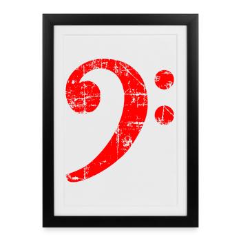 Bass Clef Vintage Musical Symbols Design (Red) - Framed poster (27 × 37 cm) - black - Front