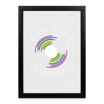 retro vinyl records turntables turntable icon - Framed poster (27 × 37 cm) - black - Front