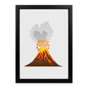 Volcan, lave, cendre, magma, géologue, volcan - Affiche encadrée (27 × 37 cm) - noir - Devant