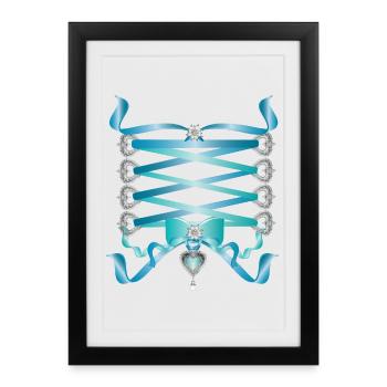 Dirndl Cordons avec des costumes bleus style - Affiche encadrée (27 × 37 cm) - noir - Devant