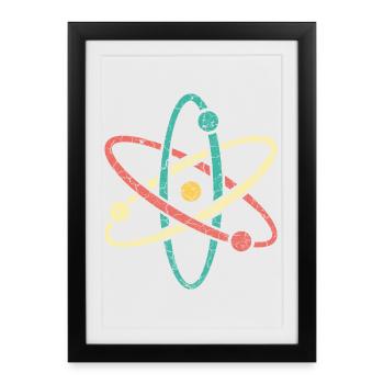 Cool atom in vintage style for nerds & students - Framed poster (27 × 37 cm) - black - Front