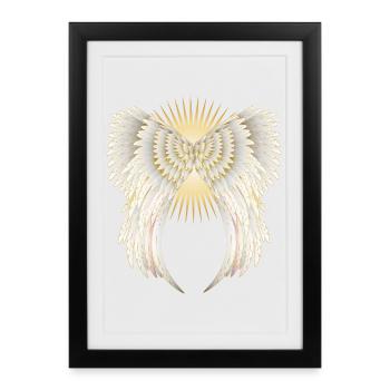white golden angel wings with shining star - Framed poster (27 × 37 cm) - black - Front