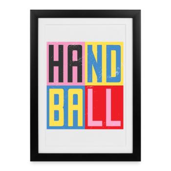 Design Handball - Affiche encadrée (27 × 37 cm) - noir - Devant