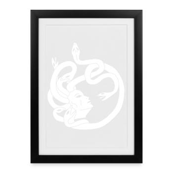 Femme aux cheveux de serpents (blanc) - Affiche encadrée (27 × 37 cm) - noir - Devant