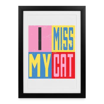 Mon chat me manque - Affiche encadrée (27 × 37 cm) - noir - Devant