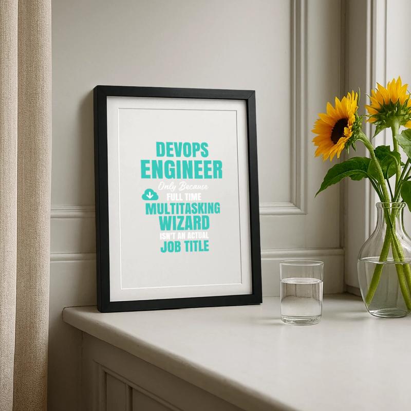 Assistant multitâche DevOps Engineer Affiche encadrée (27 × 37 cm)