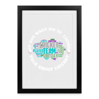 Cricket Team Word Cloud OneDay Layout - Framed poster (27 × 37 cm) - black - Front