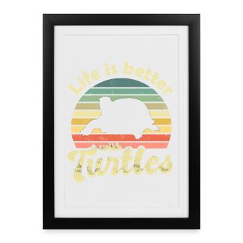 Turtle Turtles - Framed poster (27 × 37 cm) - black - Front