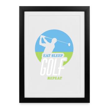 Eating, Sleeping, Golfing, Repeating - Framed poster (27 × 37 cm) - black - Front