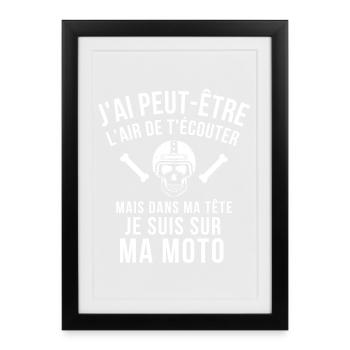 moto, motard, faire de la moto - Affiche encadrée (27 × 37 cm) - noir - Devant
