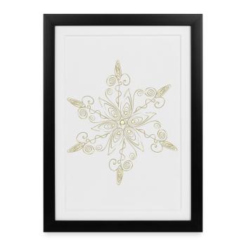 Cristal de glace Snowflake Star - Affiche encadrée (27 × 37 cm) - noir - Devant